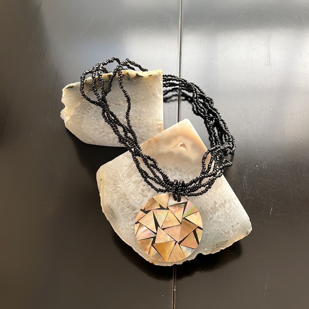 Shimmering Iridescent Multi Strand Pendant Necklace